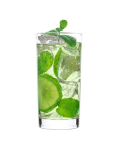 cool lime instant spritz in glass with mint and lime